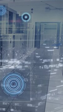 Sensor activation initiating HUD over corridor, pulsing radar rings, map scanning, then fading