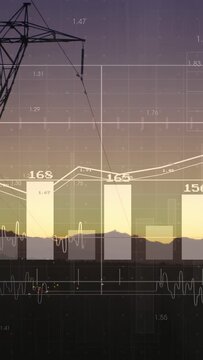 Vertical video: Data feed arriving, pale overlay animating bars over ridge, labels showing power