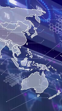 Vertical video: Dashboard loading, APAC map fading, outlining, animating nodes, updating % for tech