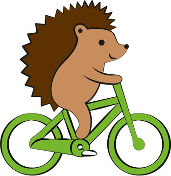 Ic&ocirc;ne / illustration vectorielle sur la mobilit&eacute; douce avec un h&eacute;risson (flat design, style cartoon, couleurs)