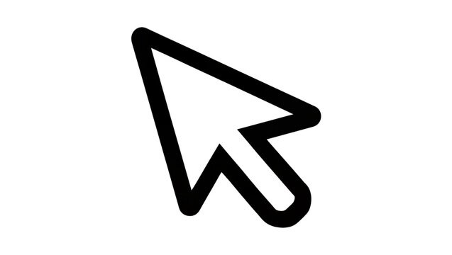 Black computer mouse cursor arrow pointer, isolated on transparent background