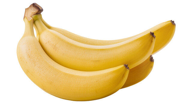 Bunch of ripe yellow bananas smooth peel, isolated on transparent background