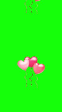 red heart balloon with green background