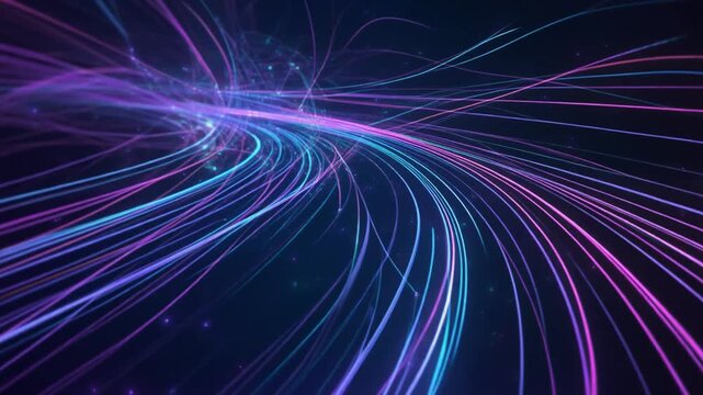 energy flow futuristic lines animation, animated glowing vector lines representing data and energy streams, pulsating nodes, subtle particle effects, smooth kinetic motion graphics, modern tech interf