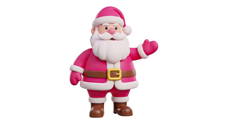 Fototapeta premium Pink Santa Claus Character Waving