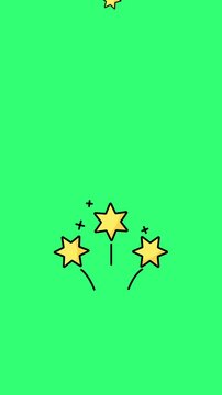 Stars cartoon animation on green screen.