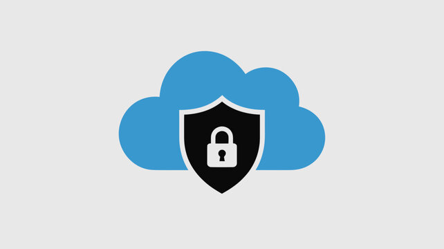 Cloud Security Icon with Shield and Lock for Data Protection, Cyber Security and Secure Storage Concepts