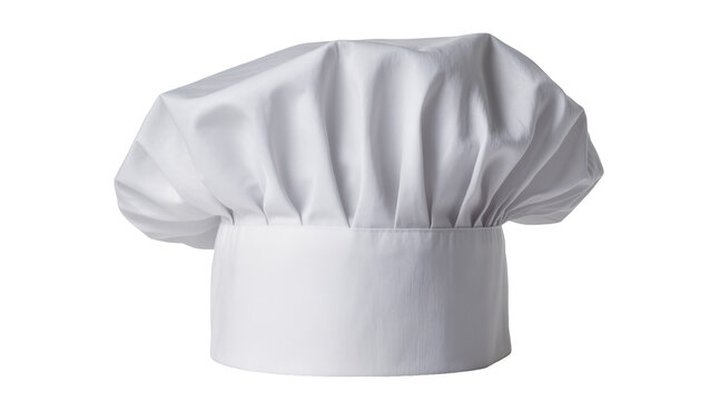White chef hat with pleated top, isolated on transparent background