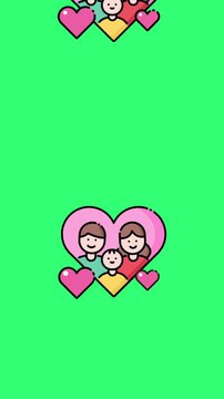 Family love icon animation on green screen.