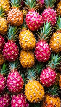 A Vibrant Pineapple Patchwork Featuring Colors, Textures, and Stems Under Studio Lighting for Detail