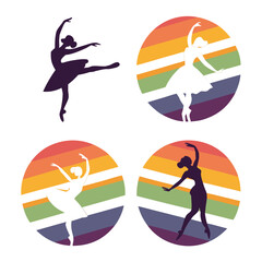 Ballerina silhouette dance circle gradient colors. © Md.Belal