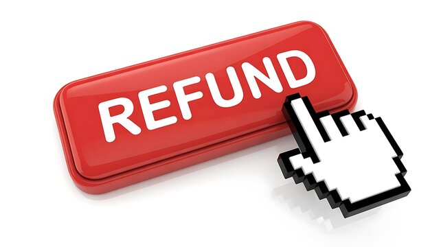 Refund button, return policy, customer service, ecommerce concept, online shopping