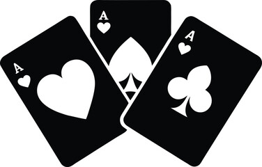 Three Ace Playing Cards Displaying Different Suits in a Black and White Contrast Vector, illustration © Amir