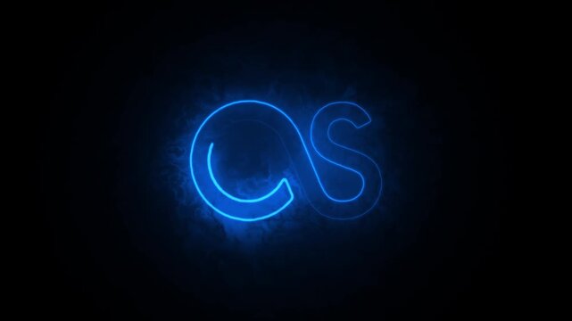 Abstract neon light art glowing 'cs' initials with dynamic swirls and dark background