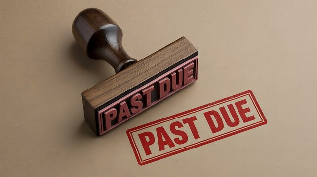 Past due, overdue stamp, rubber stamp, payment reminder, deadline missed