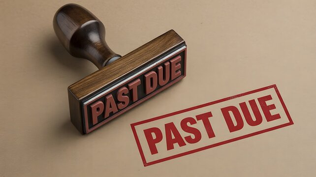 Past due stamp, rubber stamp, overdue, payment reminder, business concept