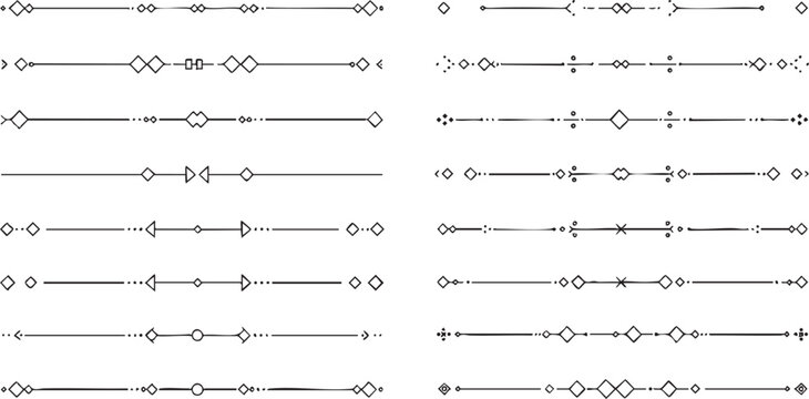 Aztec inspired thin line tribal border collection.