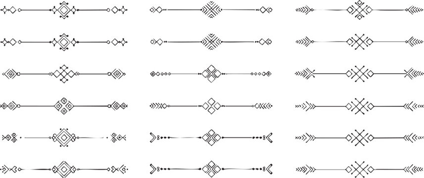 Decorative tribal arrow and diamond line borders.