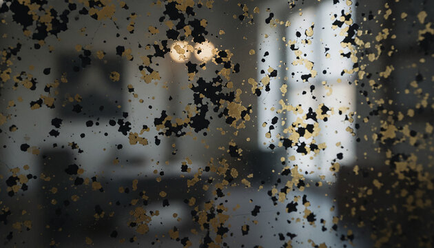 Antique foxed mercury mirror glass texture with black and gold oxidation spots