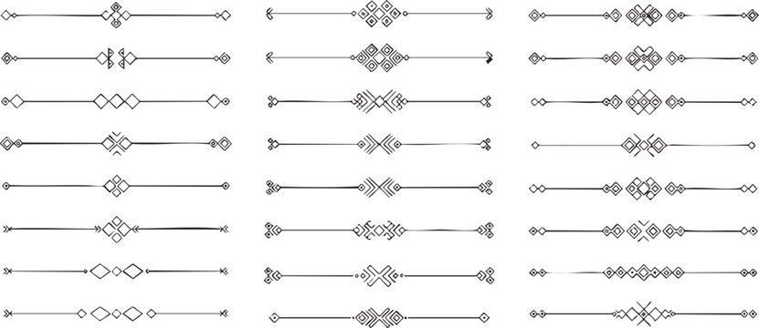 Hand drawn tribal decorative borders ornate dividers vector.