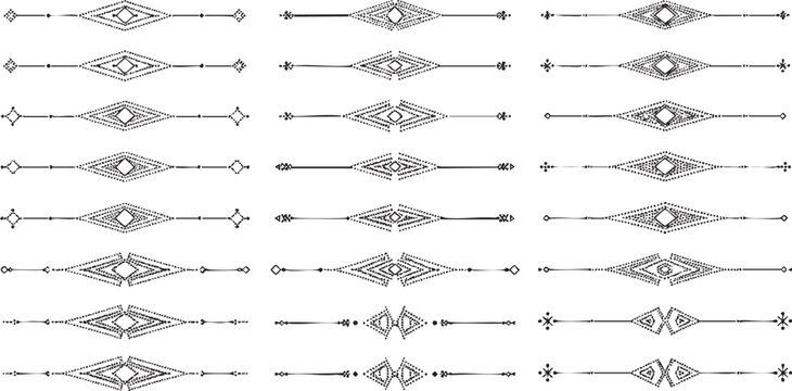 Tribal divider collection with hand drawn motifs.