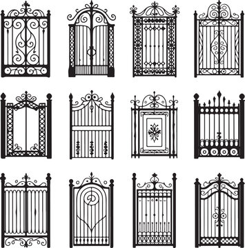 Iron gate line art set