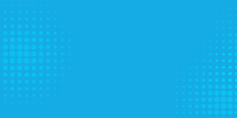 Naklejka premium Halftone dots on blue background. Comic pop art style blank layout. Template design for comic book, presentation, sale or web banner. Vector illustration