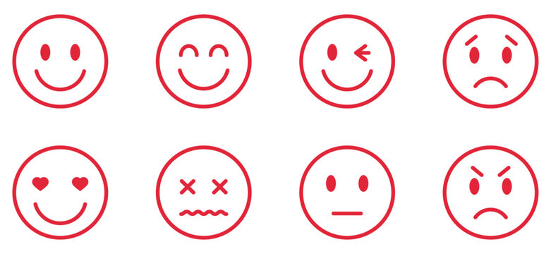 ニコちゃんマーク・スマイルマークのイラストアイコン赤色