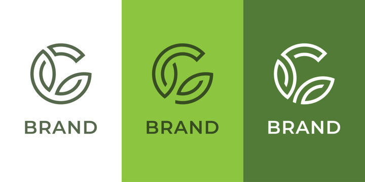 Letter G Nature Logo with Leaf Concept for Eco Brand and Organic Business Branding