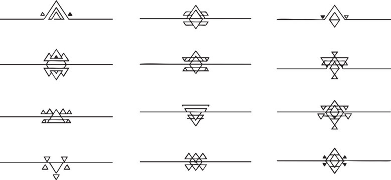 Ethnic geometric triangle dividers and ornaments.