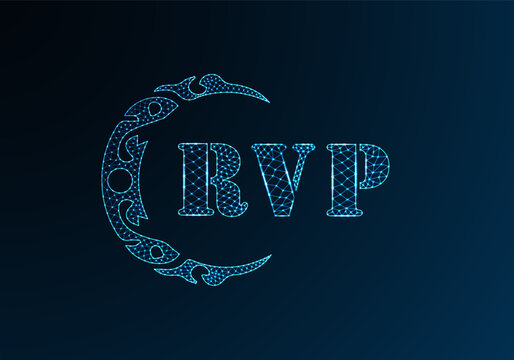 Low poly letter logo RVP design. RVP letter logo low poly vector design on blue color gradient background. RVP logo low poly design
