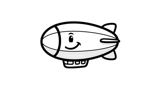 Smiling cartoon blimp airship vehicle.