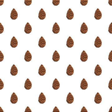 Pine cones forming a repeating pattern on white background
