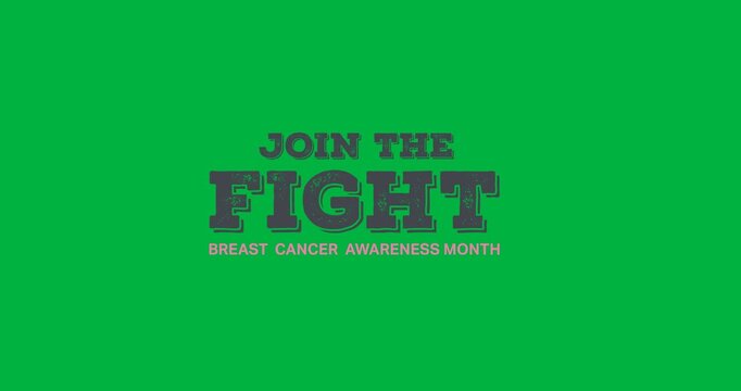 Digital animation of join the fight breast cancer awareness month text against black background