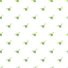 Green brachiosaurus dinosaurs repeating on a white background, creating a fun prehistoric pattern © nsit0108