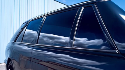 Obraz premium Close Up of Auto Window Film Enhancing Driving Comfort, Glare Reduction, and Privacy for Safety