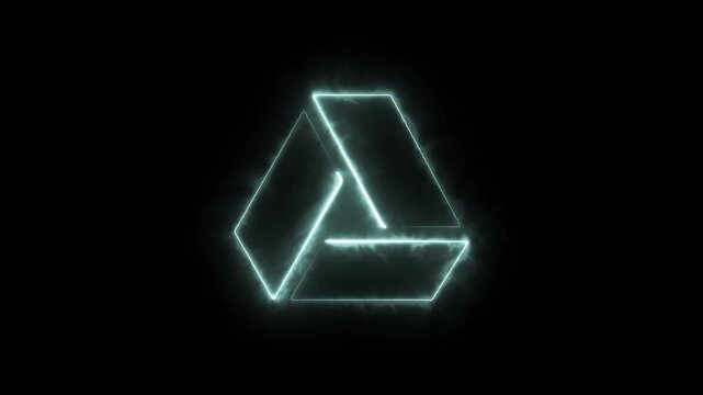Abstract neon triangle logo reveal dynamic geometric animation with glowing lines and dark background