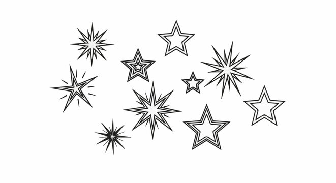 Collection of diverse starbursts and stylized star shapes