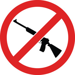 Obraz premium No rifle allowed prohibition sign against firearms and weapons on transparent background.