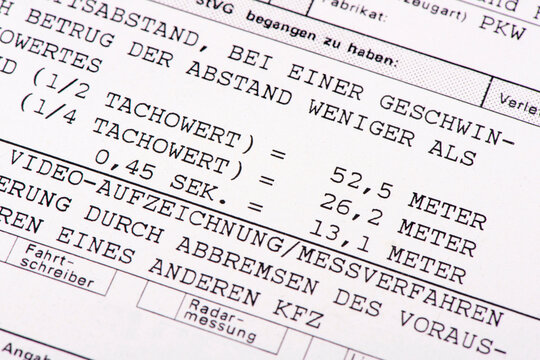 Bu&szlig;geldbescheid von der Polizei wegen Abstandsmessung