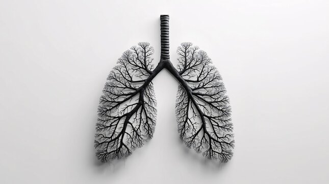 Tree-shaped lung illustration for Earth Day and eco design.