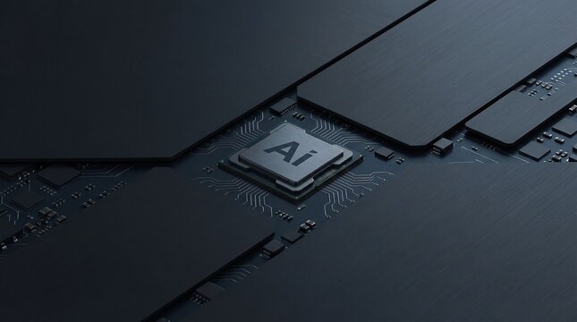 Abstract microchip processor on circuit board with futuristic technology and AI concept