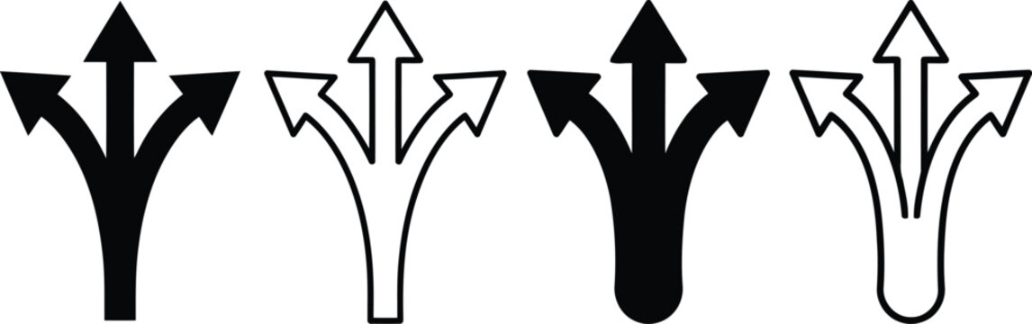 Directional arrows showing split path options with direction decision strategy illustration