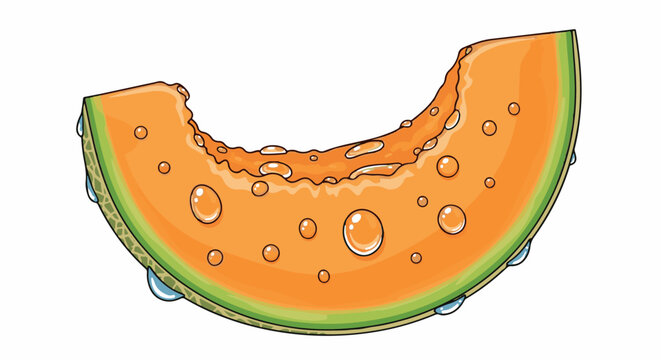 A vibrant, juicy slice of cantaloupe adorned with glistening water droplets
