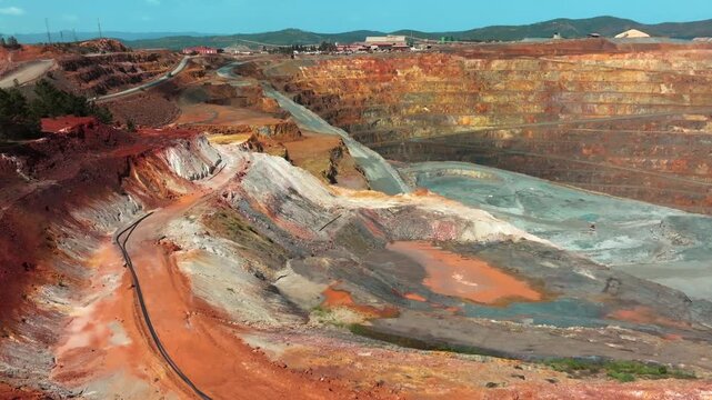 Aerial view of Rio Tinto open-pit mine in Spain
