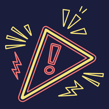 Dynamic hazard warning sign with neon electricity.