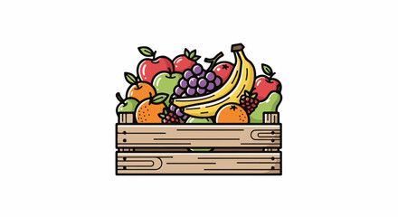 Obraz premium A wooden crate filled with a colorful assortment of fresh, ripe fruits and berries