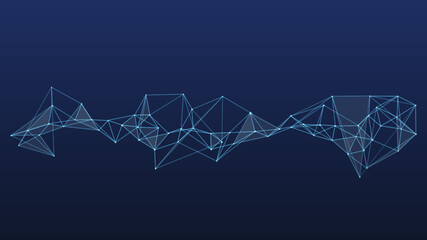 Abstract blue glowing plexus network background with connected dots and polygonal lines for modern technology design © ellyson