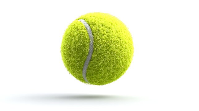 Bright Yellow Tennis Ball on a White Background
