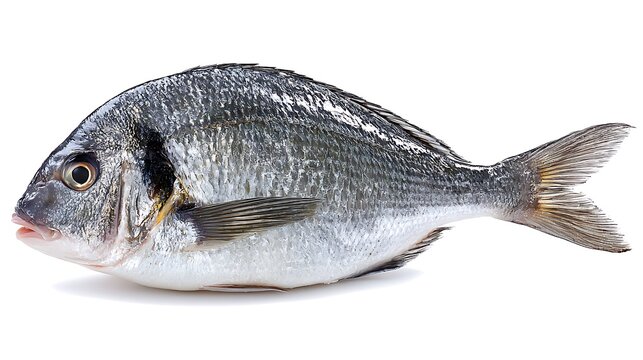 Freshly Caught Gilt-head Bream on a White Background
